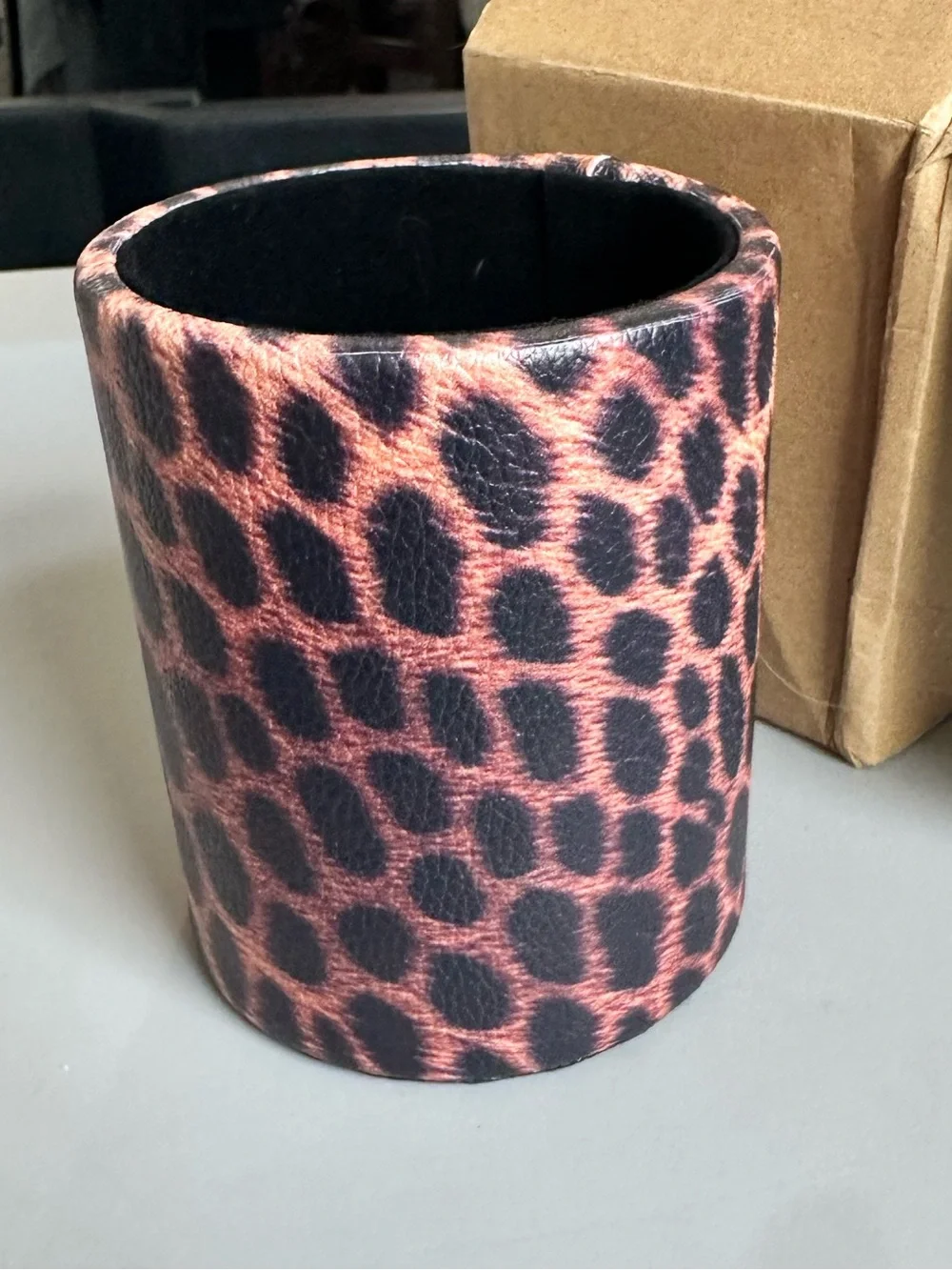 Leopard Print - Brown & Black make up or pen brush holder